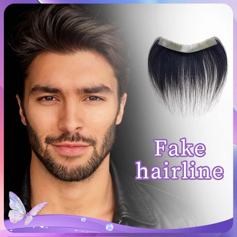Rambut Frontal Hairpiece Wig Poni Pria Poni Palsu Pria Pria Toupee Rambut Alami Dahi