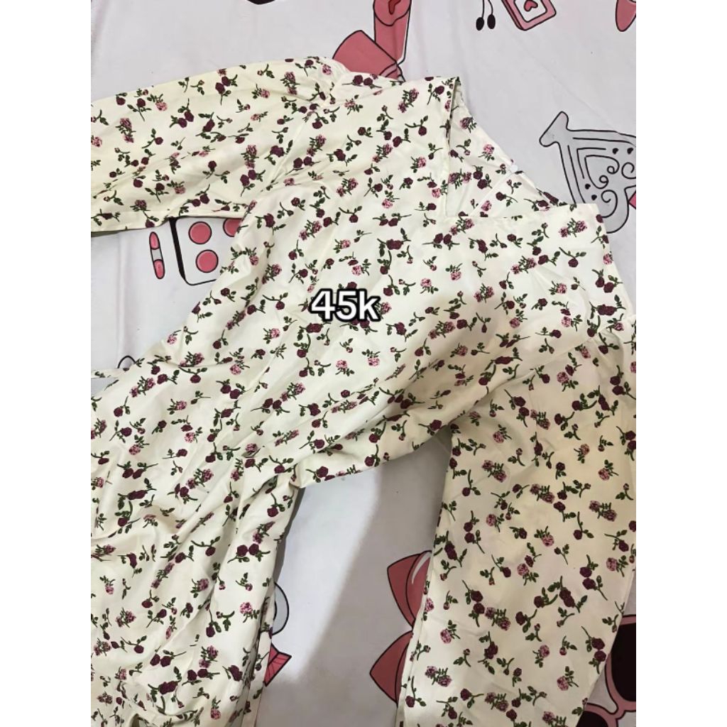 dress/gamis motif bunga korean style