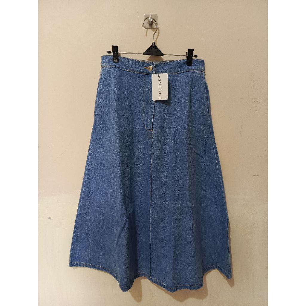 EXECUTIVE ROK MIDI WANITA BAHAN JEANS ORIGINAL