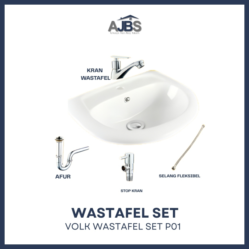 Volk Wastafel Set P01 Wastafel Keramik Cuci Tangan MBP