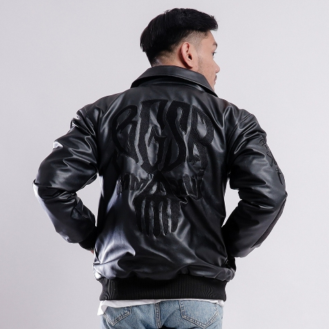 jaket varsity full hitam pria wanita / varsity full bordir