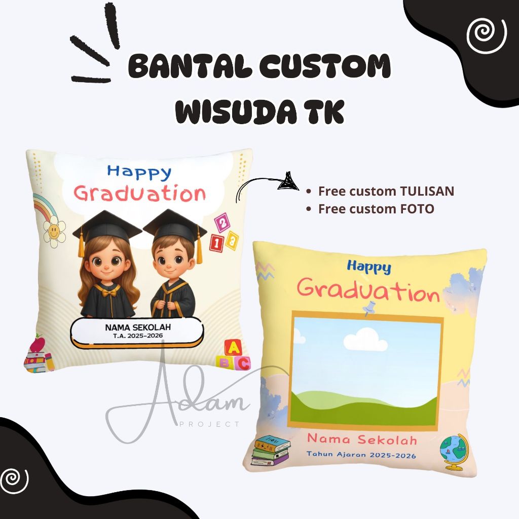 Souvenir Bantal Foto Printing Custom Graduation Wisuda TK PAUD
