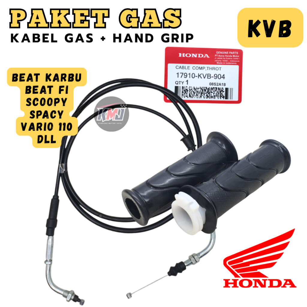 PAKET KABEL GAS DAN HAND GRIP KVB BEAT KARBU BEAT FI SCOOPY SPACY VARIO 110 DLL ORIGINAL HONDA