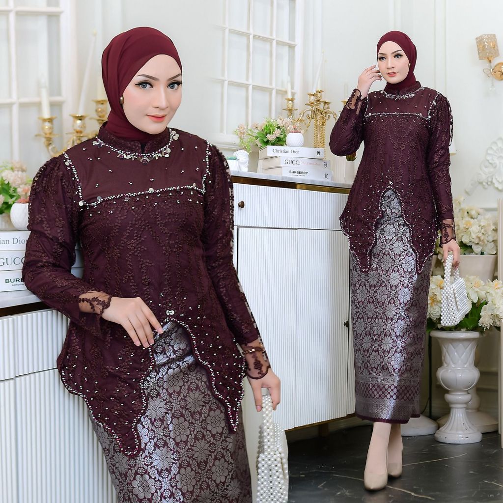 STORE HASANAH / Baju Kurung Melayu Payet Batik Wanita Muslimah Multiwarna Ukuran M-XXL / Stelan Pest