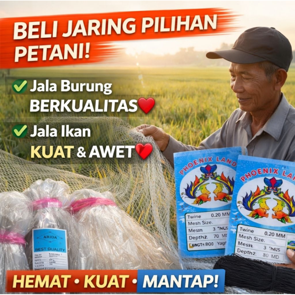 Jaring Nilon Arida ½ Inchi D3 – Bahan Anco / Jala untuk Ikan Kecil