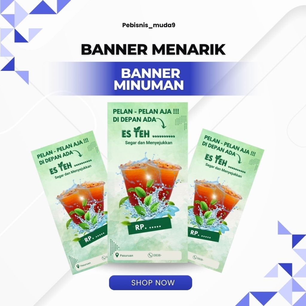 BANNER STAND MINUMAN CUSTOM – DAPAT 2 BANNER - Tanpa Stand