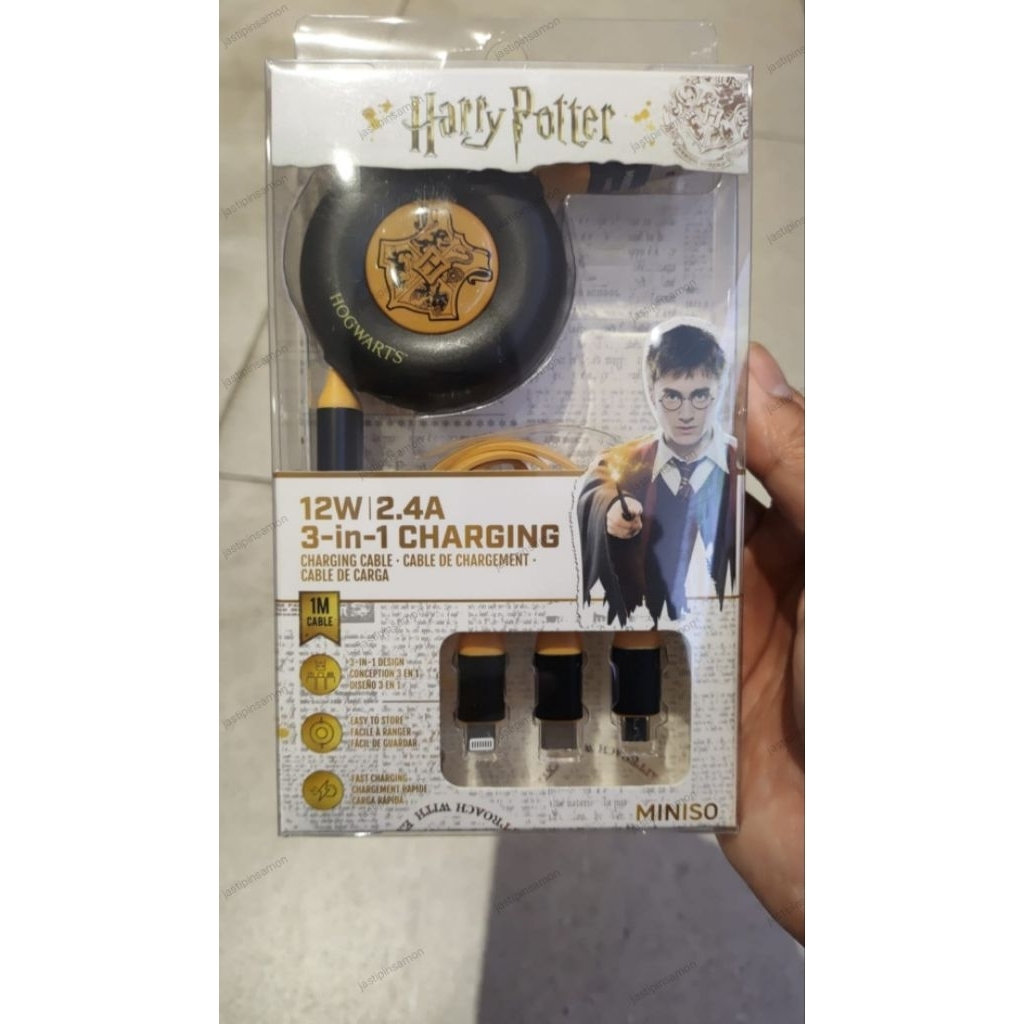 Charger Handphone, Charger Earphone 3 in 1 12 watt, 2.4 A Iphone, Type C, Android Harry Potter x Min