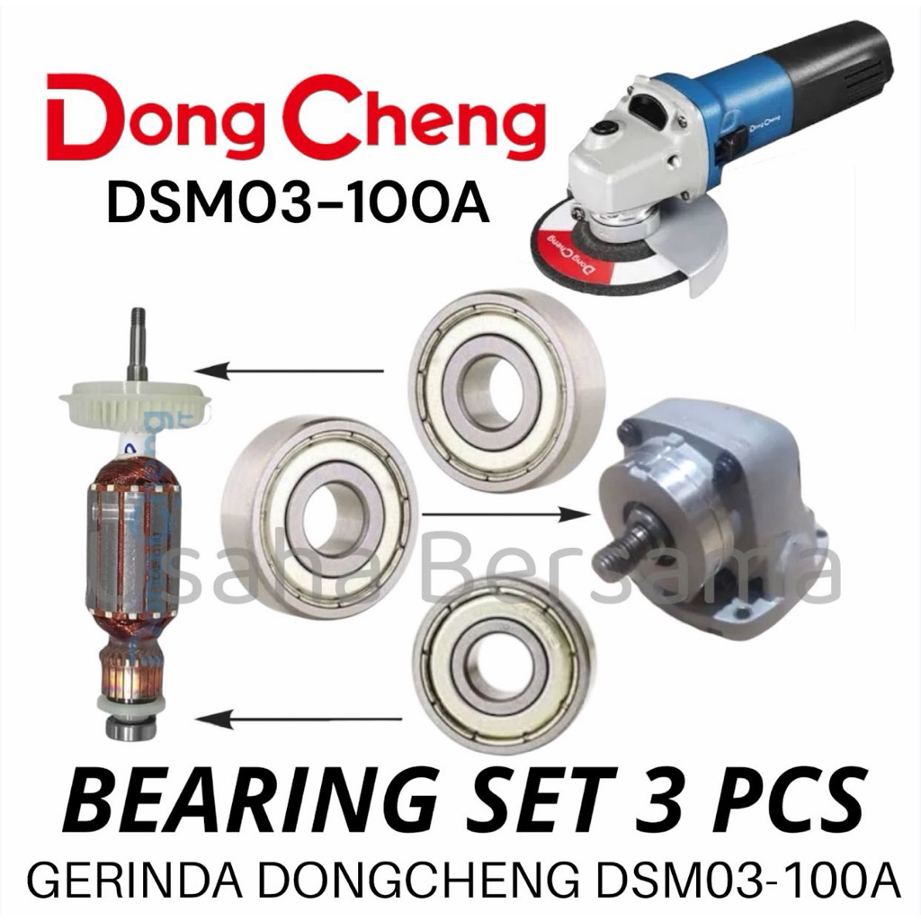 3 PCS BEARING SET GERINDA DSM03-100A KLAHER SET 3 PCS DONGCHENG LAHER LAKER KLAHAR DEPAN ATAS BAWAH