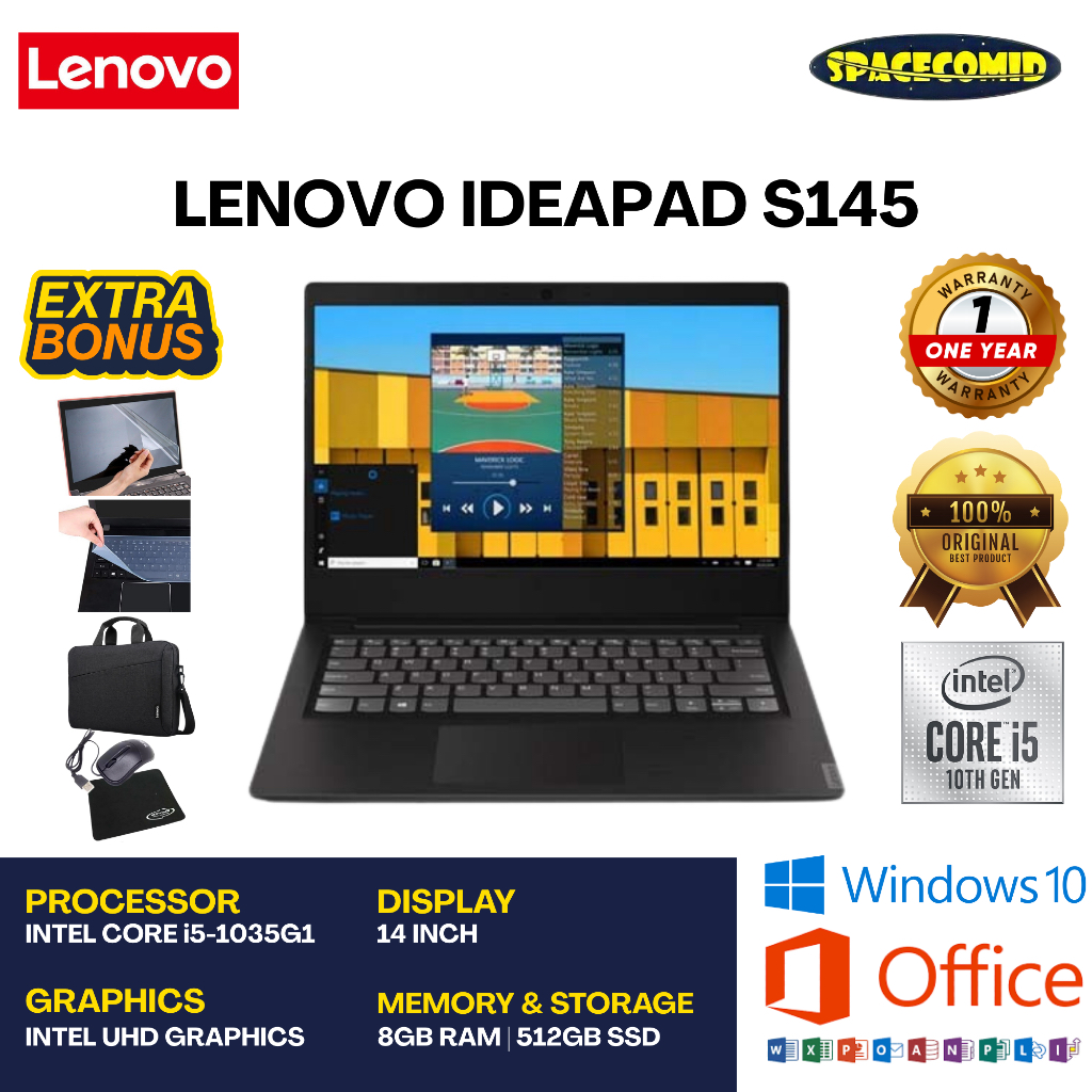 LENOVO IDEAPAD S145 [CORE i5-1035G1] 8GB RAM | 512GB SSD | 14 INCH | FREE ACC