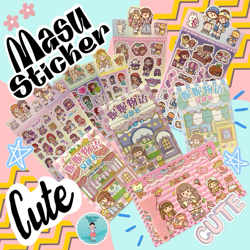 Stiker Masu Momo Waterproof Sticker Aesthetic Jurnal Scrapbook/Paket Sticker Senmu isi 100pcs Anti A