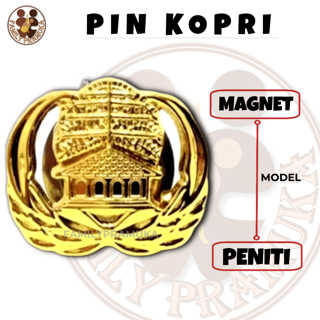 Pin Korpri - Timbul Oval Peniti, Magnet, Bahan Kuningan