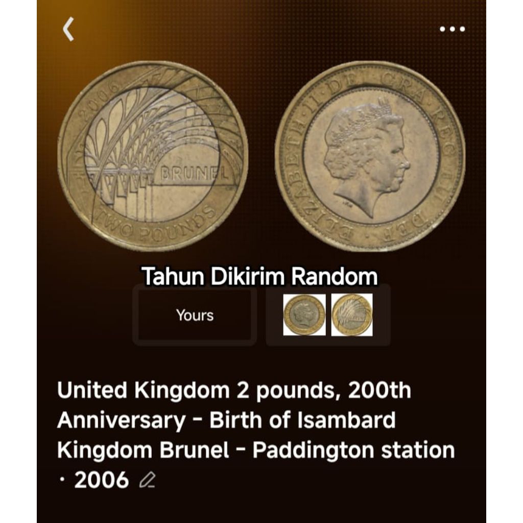 TP005 Koin kuno Bimetal 2 Poundsterling Elizabeth II England Inggris koleksi coin logam Lama Jadul L