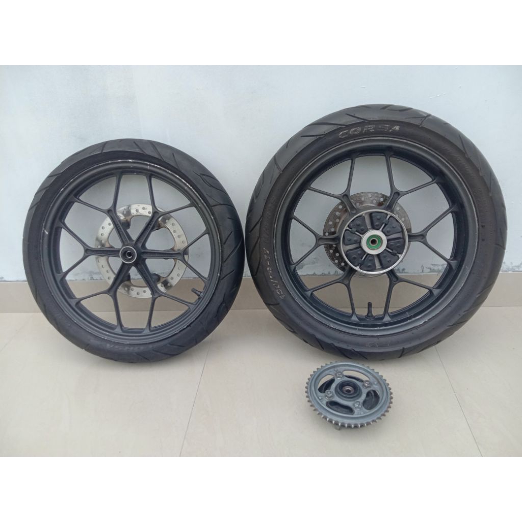 VELG 1SET HONDA SUPRA GTR 150/ VELG SET BAN HONDA SUPRA GTR 150 BARANG ASLI COPOTAN ORIGINAL SIAP PA