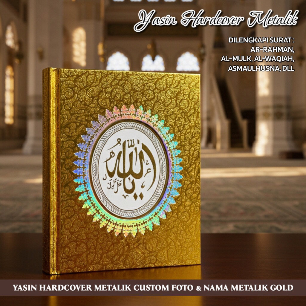 Buku Yasin Hardcover Metalik 40/1000 Harian Custom Foto dan Nama