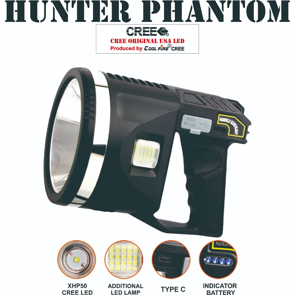 lampu  sorot kapal senter  rescue sinar kuning /  senter berburu senter jarak jauh HUNTER PHANTOM co