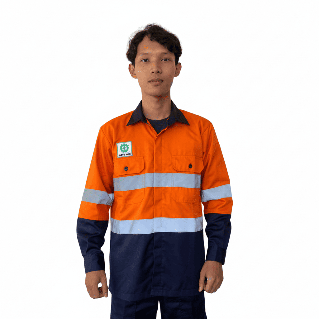 Baju Wearpack Safety Kerja / Wearpack Atasan Safety Warna Orange Kombinasi  Navy