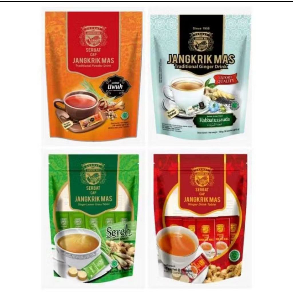 Serbat Cap Jangkrik Mas Isi 10 Sachet - Jahe,Sereh dan Wedang Uwuh