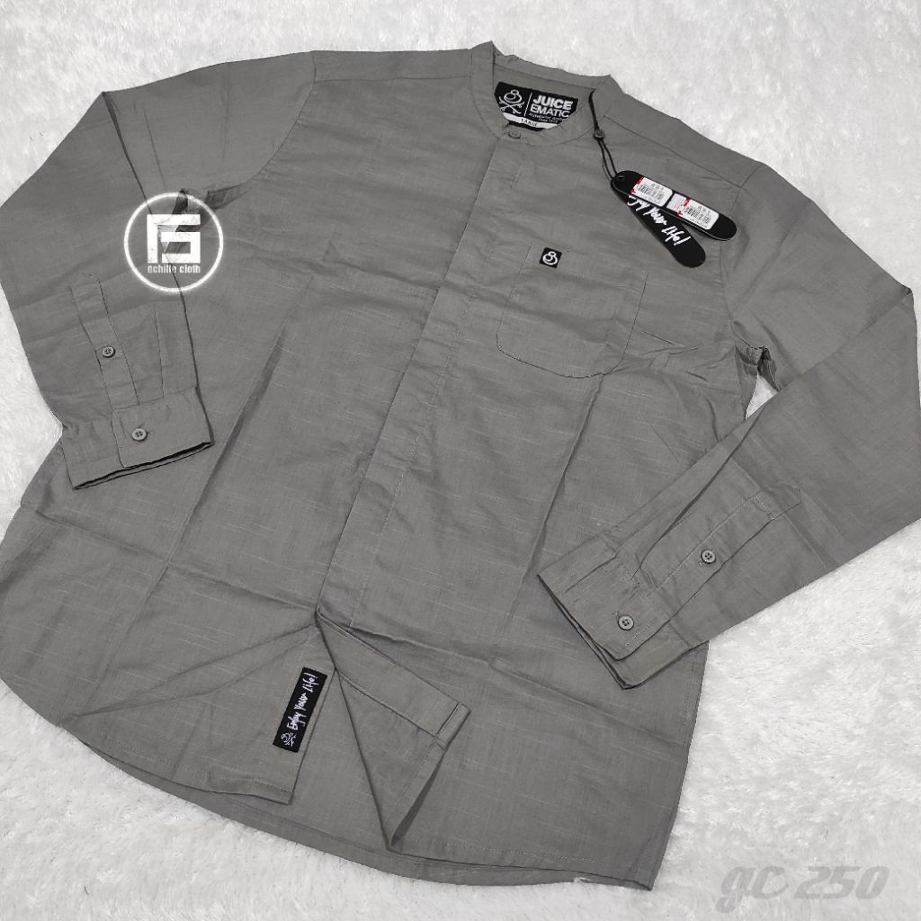 kemeja koko grey juice ematic lengan panjang size L
