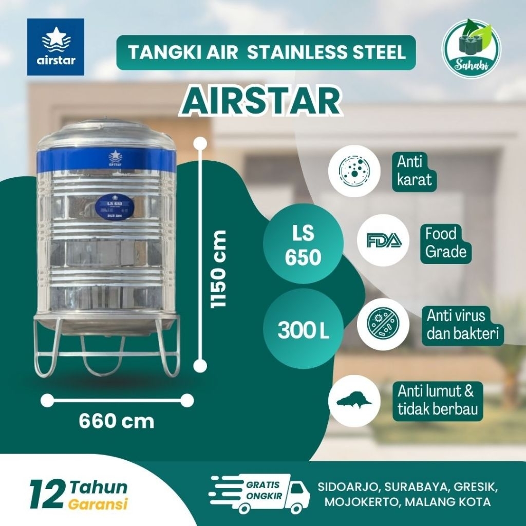 Tandon Air / Toren Air / Tangki Air "Airstar" Ukuran 300 Liter