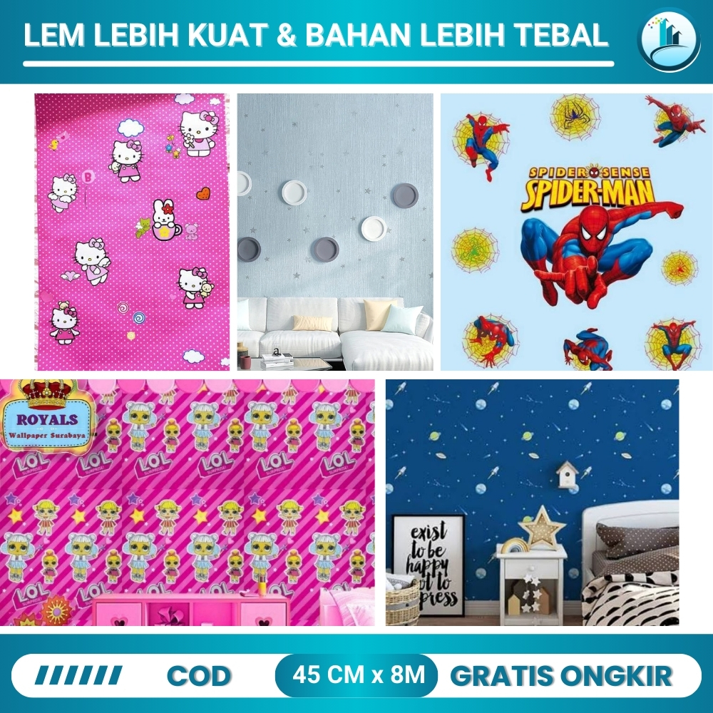 Wallpaper Karakter Anak Laki Laki Perempuan Wallpaper Kamar Anak Motif Kartun Lucu Ukuran 10 Meter
