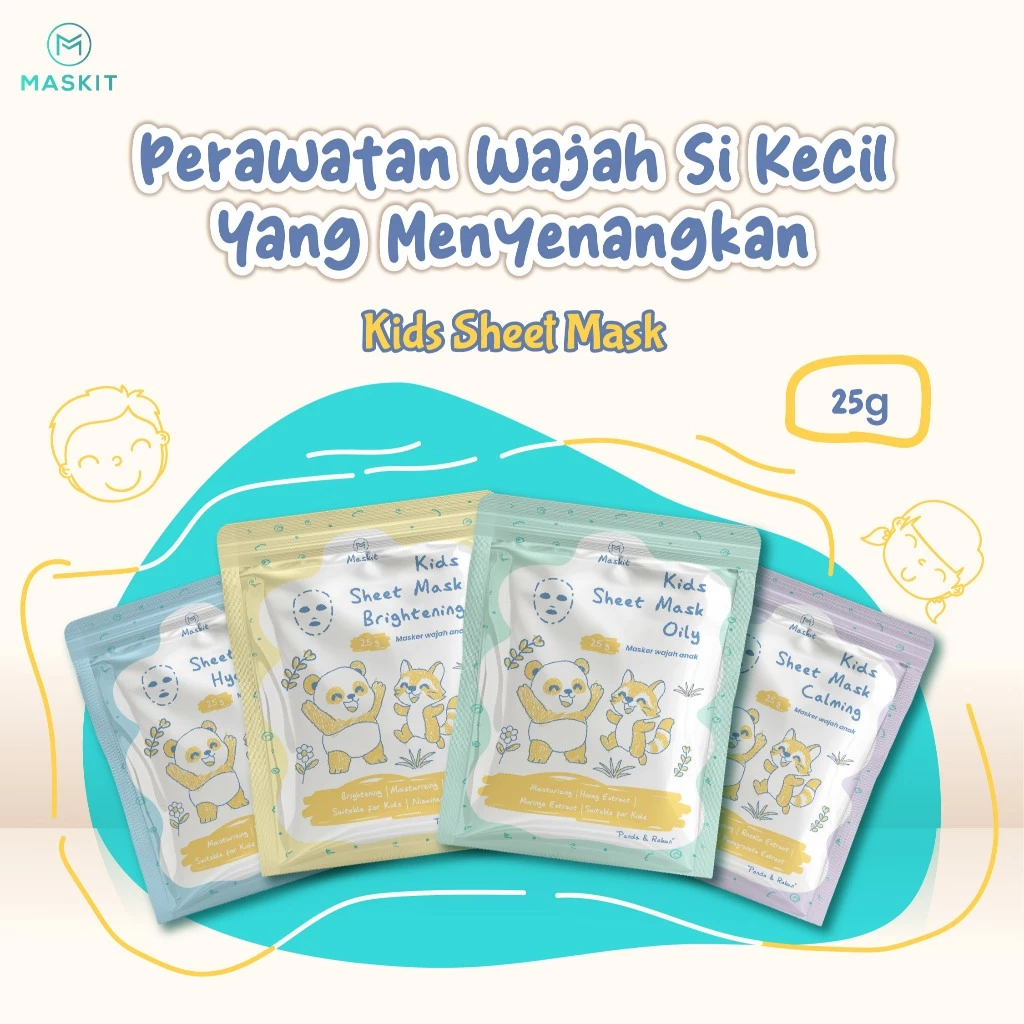 Maskit Kids Sheet Face Mask 25 gr - Masker Wajah Anak - Sheet Mask Anak & Remaja