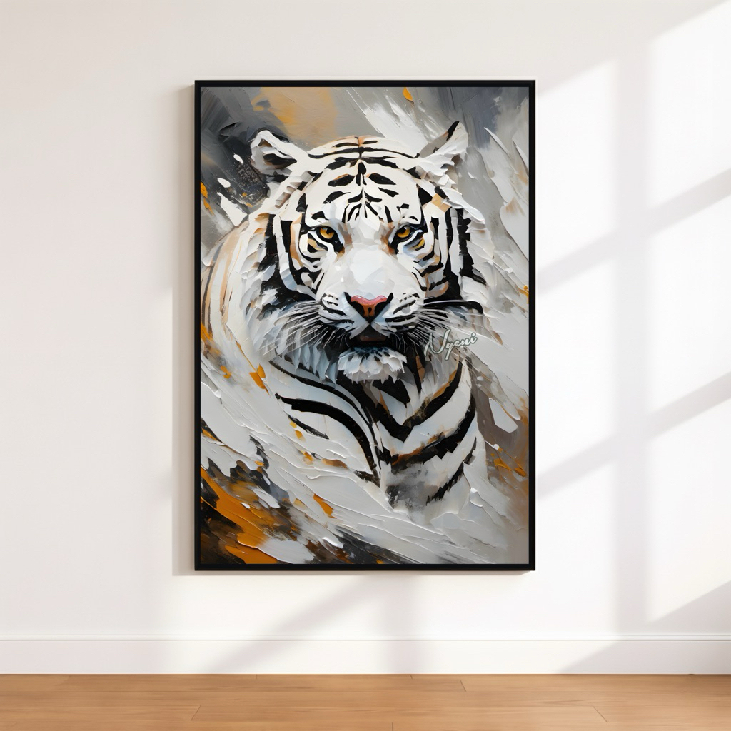 lukisan harimau macan putih hiasan dinding aesthetic pajangan dekorasi