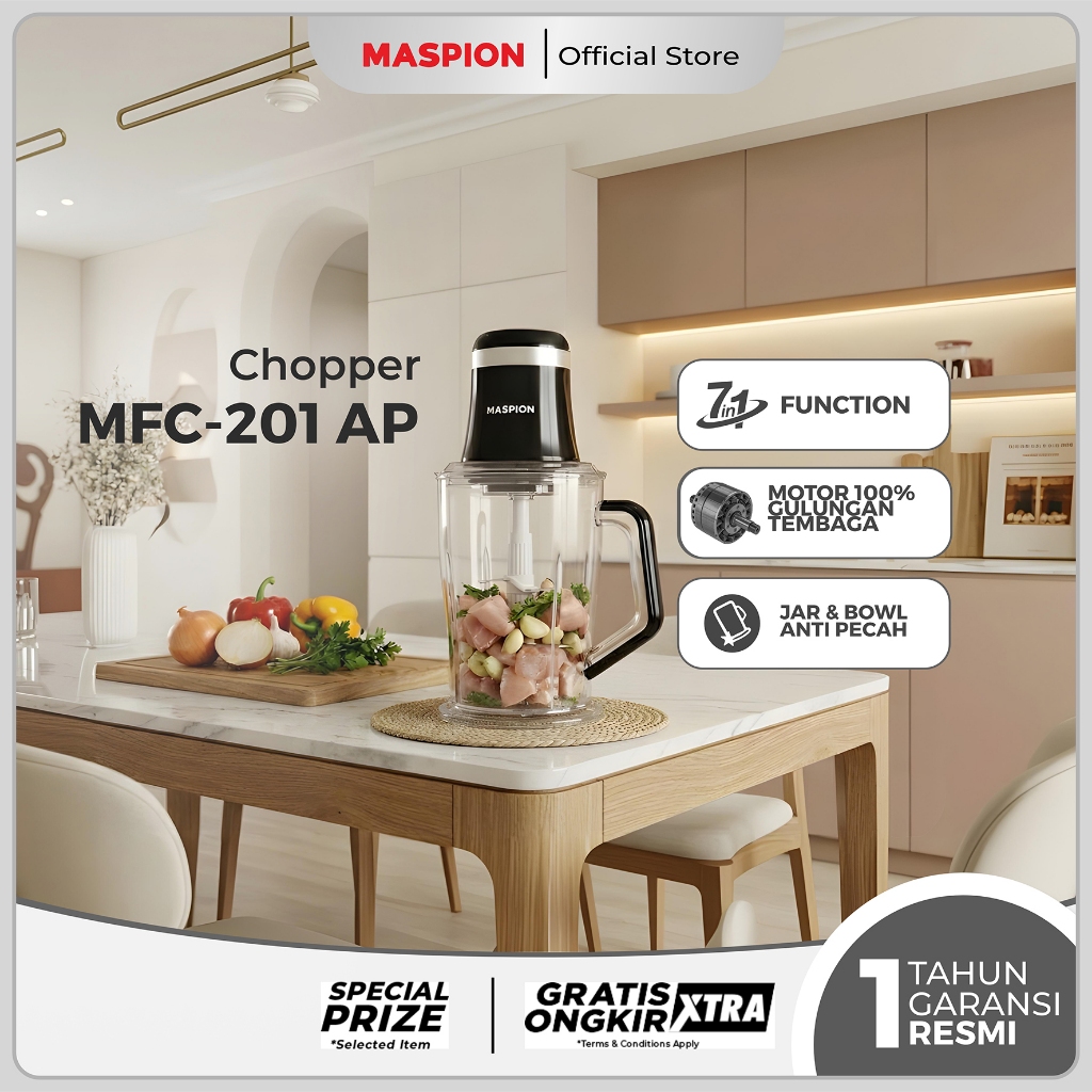 Maspion Food Chopper Penghalus Makanan 2 Liter & 1.2 Liter MFC-201 AP