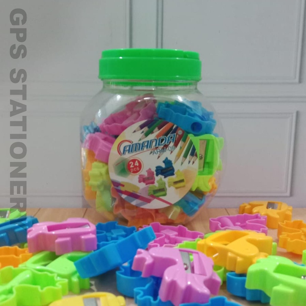 GPS STATIONERY Rautan Serutan Pensil Toples Amanda Murah 24 Pcs Plastik Logam Tajam Mudah Digunakan 