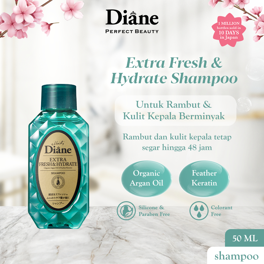 Diane Extra Fresh and Hydrate Shampoo 50ml (Travel Size) - Made In Japan