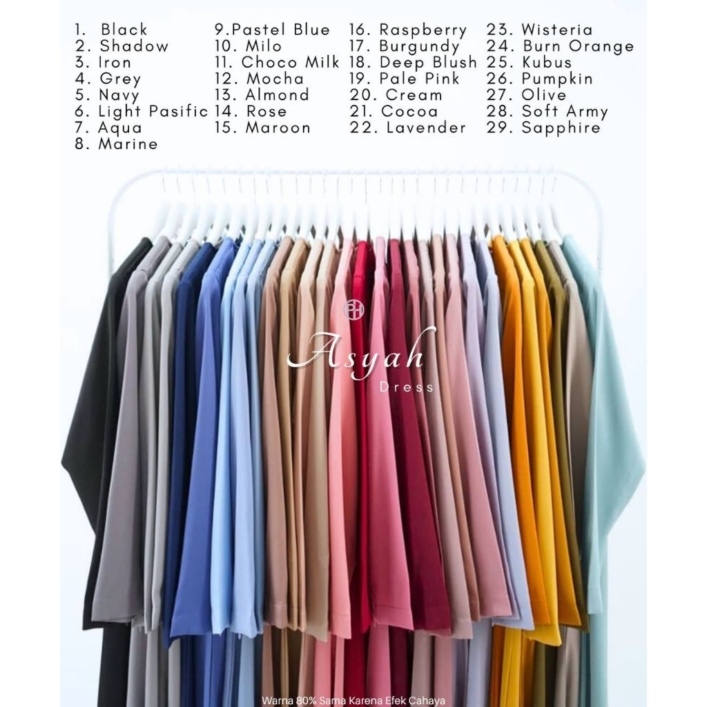 ASYAH DRESS ORIGINAL BY PELANGI HIJAB TERBARU GAMIS SYAR'I SHAKILA POLOS PREMIUM DAILY DRESS MANSET 