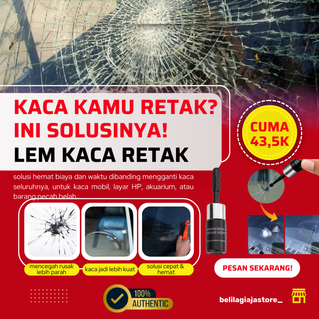 PROMO Lem Kaca Retak Mobil Retak Windshield Repair Kit Cairan Penambal tambal kaca Pecah Original Im