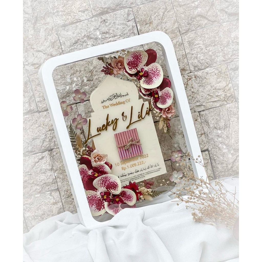 Mahar akrilik frame kaca / dekorasi mahar bingkai kaca / mahar pernikahan / Dekorasi mahar pernikaha
