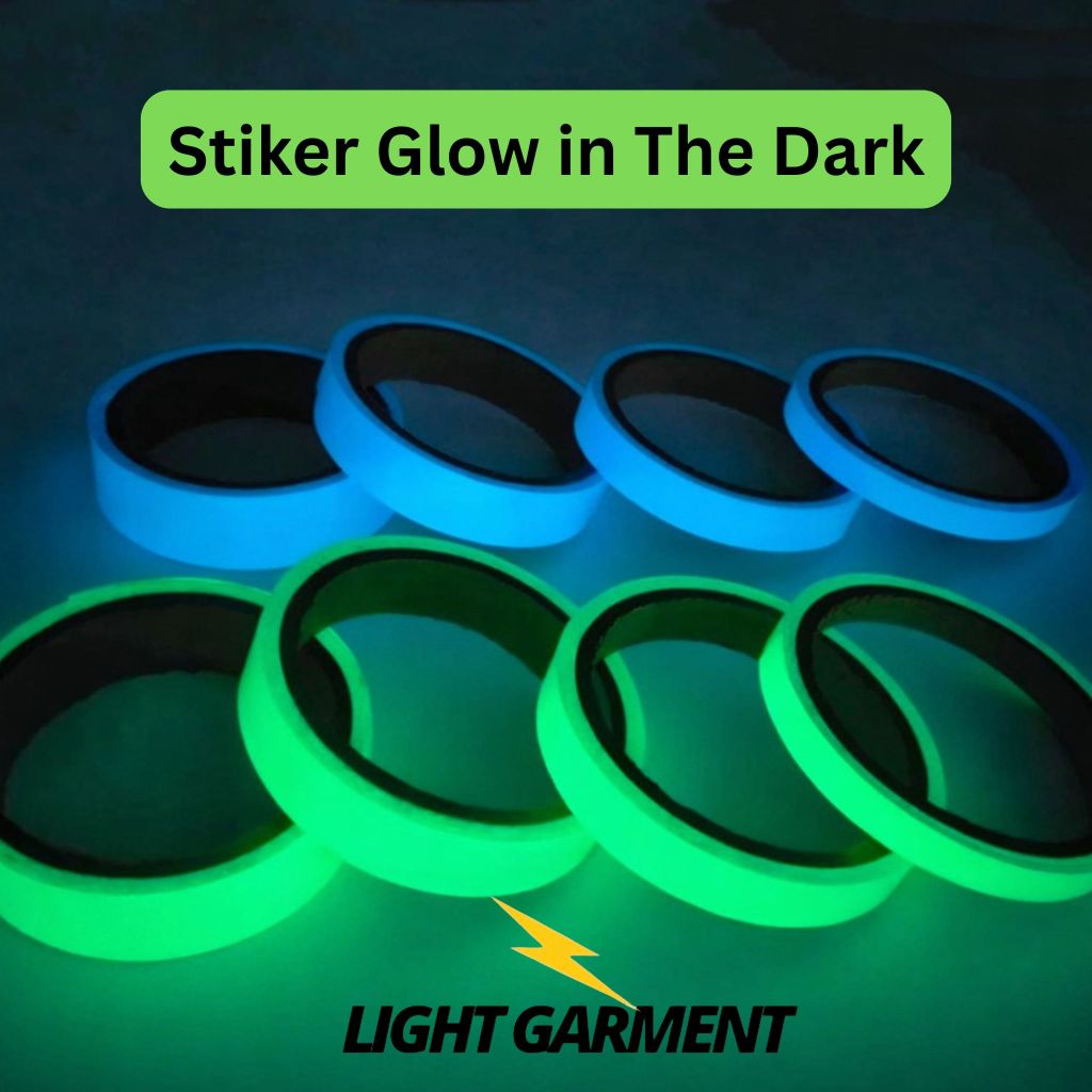 Stiker Glow in the Dark 1 Meter Hijau Biru Neon Stabilo / Sticker Lakban Menyala Tempat Gelap / Glow