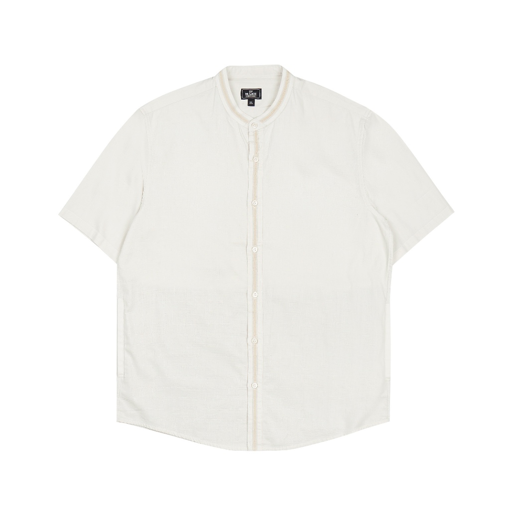 MGEE Baju Koko Lengan Pendek Cream Kemeja Pria Azka C082 Cream