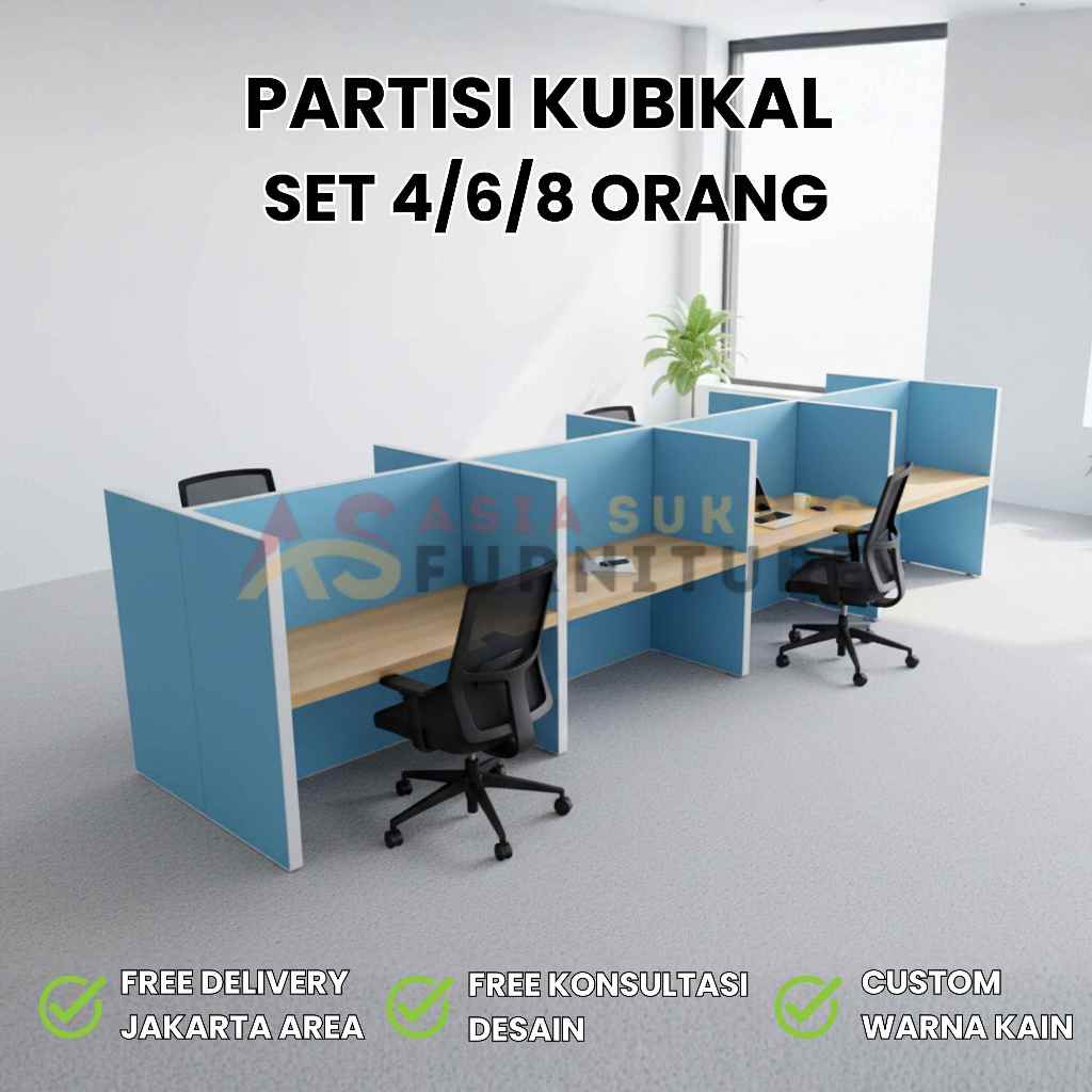[LUAR KOTA] Custom Partisi Kubikal Set Cubicle Sekat Kantor 4/6/8 Orang