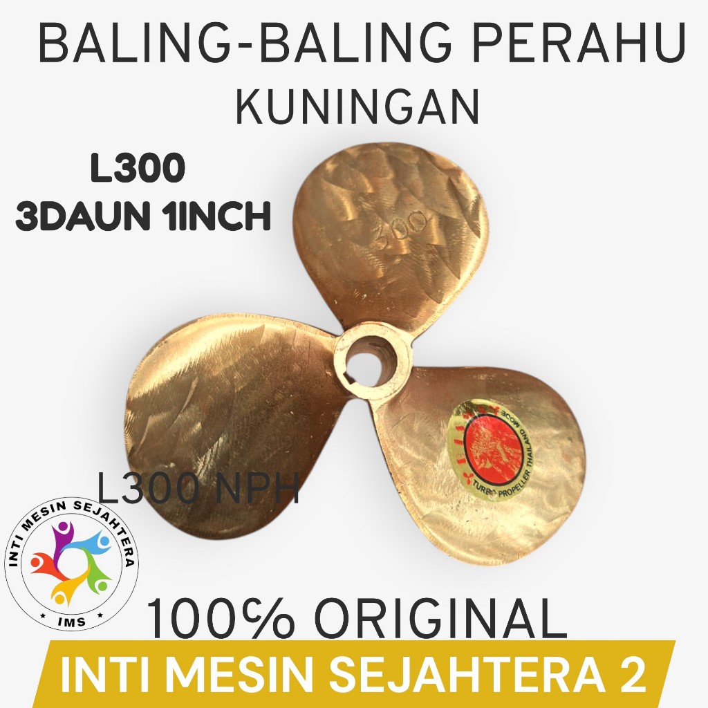 Baling kuningan L300 kipas Kapal Perahu Nelayan Daun 3 Propeler 1 Inch
