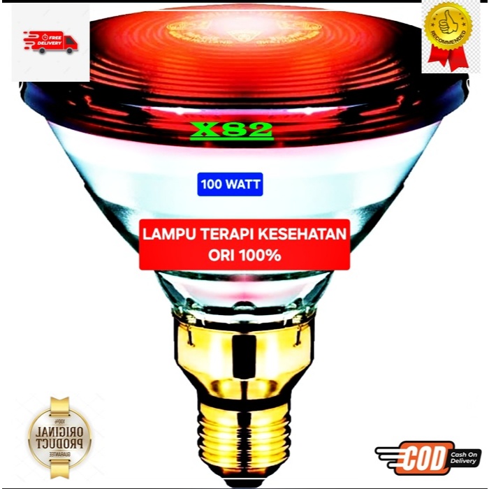 X82 PANAS SUHU HANGAT SINAR TERANG PANAS SUHU HANGAT SINAR TERANG Lampu terapi 100 W infrared ORI 10