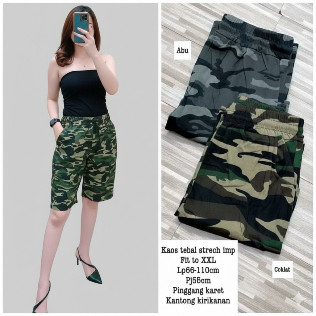 CELANA PENDEK ARMY WANITA / CELANA SANTAI ARMY / CELANA PENDEK ARMY