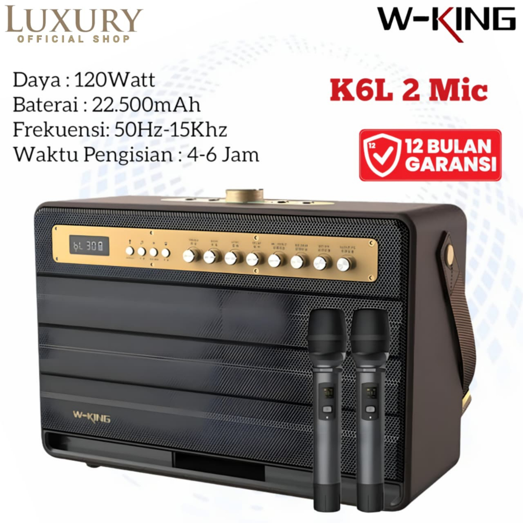 Speaker Bluetooth Karaoke Wking TWS K6L 2 Mic Party Box Sound Bass Traveling Portable