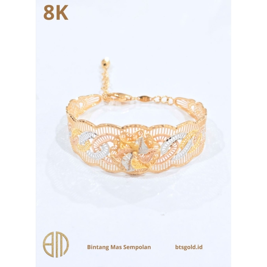 Gelang Bangle Bunga Dubai Kaitan Lobster Emas Asli