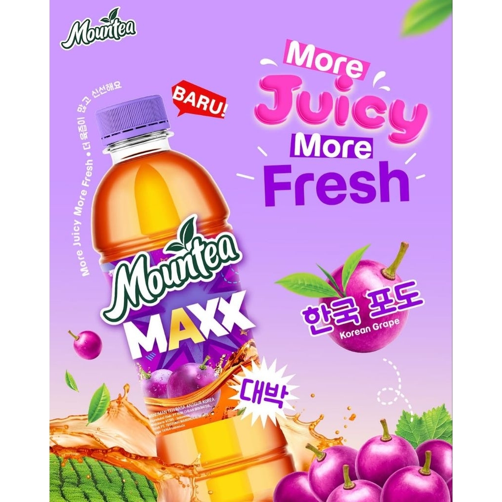 Mountea Maxx Korean Grape 340ml (Minuman Teh Rasa Anggur)