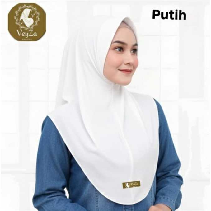 VEYZA Hijab Bergo Jersey Pet Tebal Kerudung Instan Warna Putih Model Terbaru