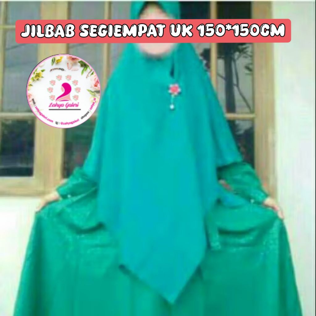 Jilbab SEGIEMPAT UK150 non instan, bhn wolfis, jetblack, sarmala , bonanza, Fortaleza dll model PETA