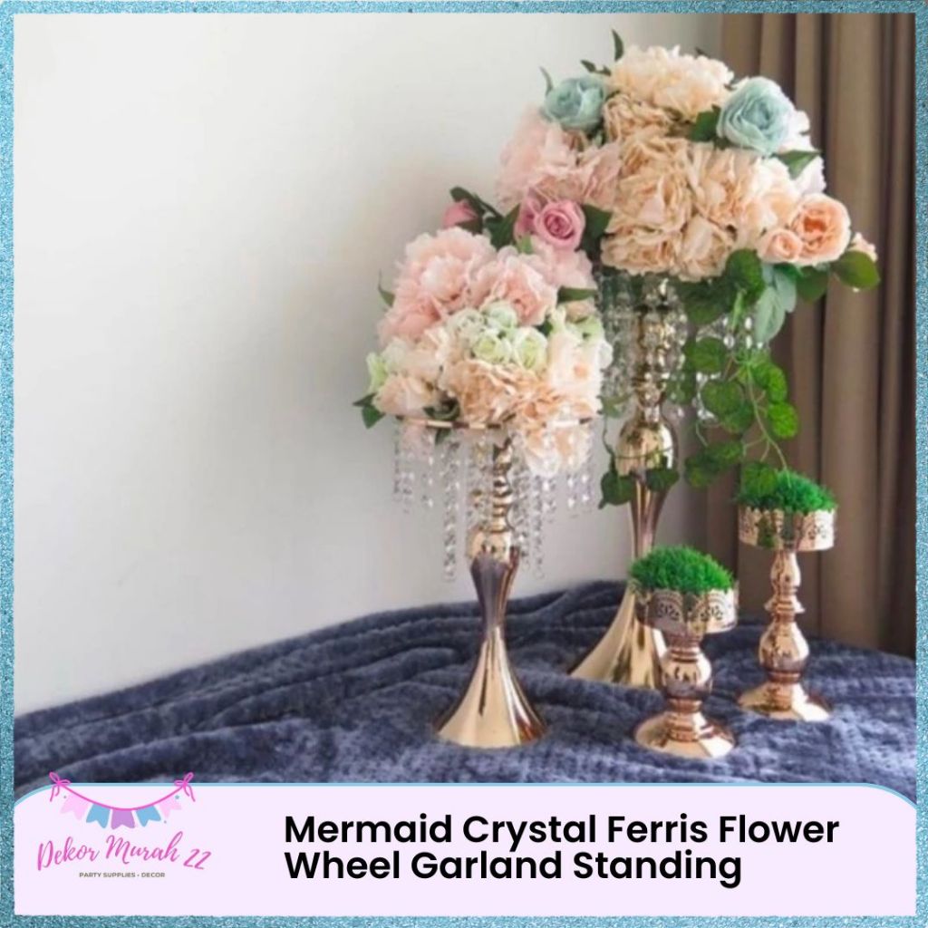 Vas TANPA BUNGA Mermaid Crystal Ferris Flower Wheel Garland Standing 36cm 48cm