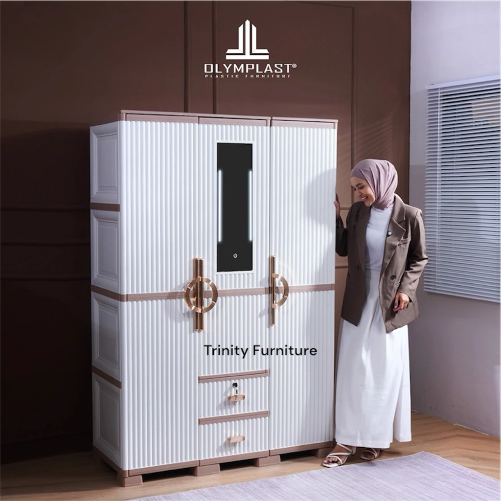 Lemari Plastik Olymplast OTC Luxury 3P/lemari 3 pintu - Anti Rayap & Mudah Dibersihkan