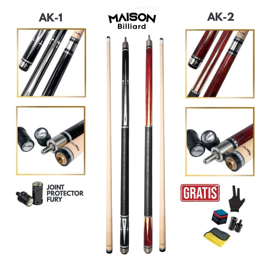 Stick Billiard Fury AK Series AK-1 AK-2 Cue / Stik Billiar Fury AK Original
