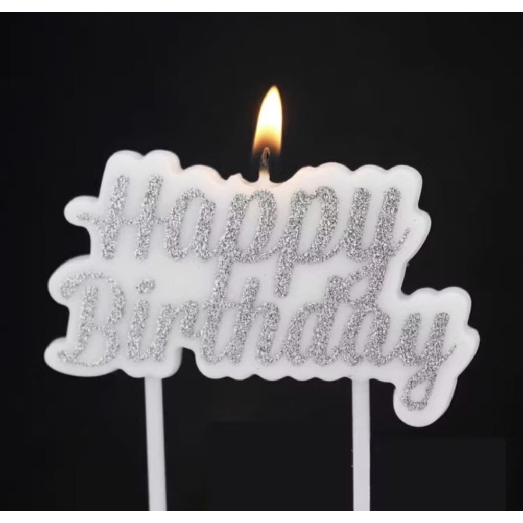 Candle happy birthday word gold silver lilin ucapan happy birthday lilin hiasan dekor kue ulang tahu