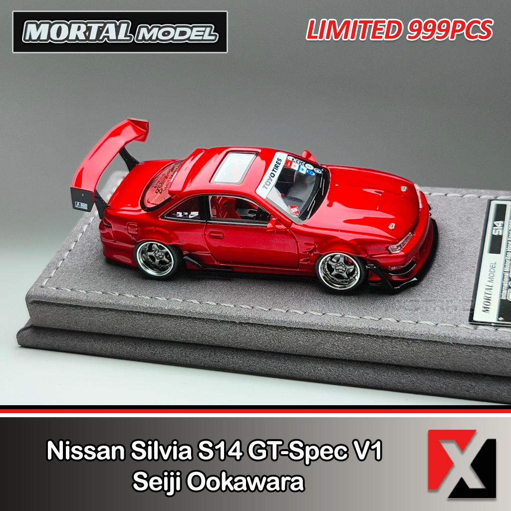 MORTAL MODEL 1:64 Nissan Silvia S14 GT-SPEC V1 Cambergang 1.0 Seiji Ookawara Transparent Red