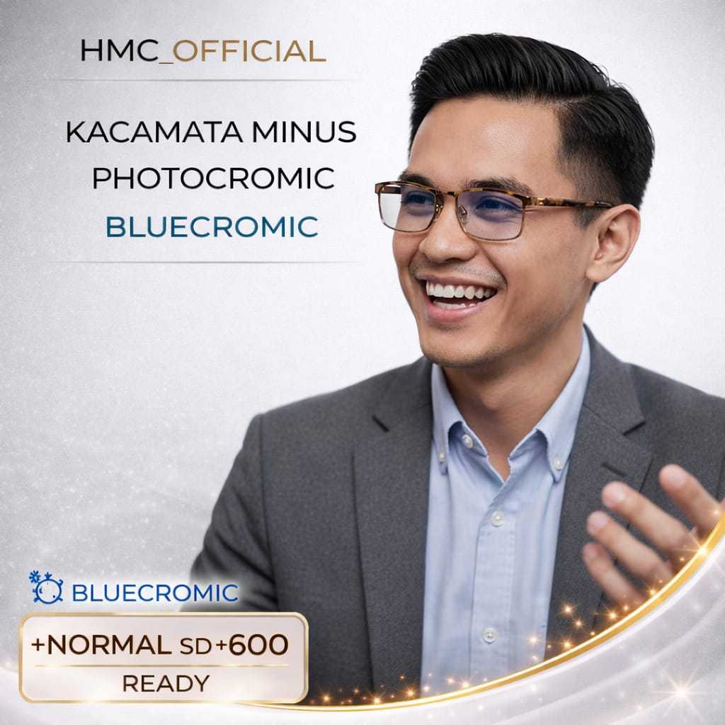 Kacamata Baca Jalan Progresif Photochromic Pria Frame Premium TITANIUM Kaca Mata Plus Double Fokus