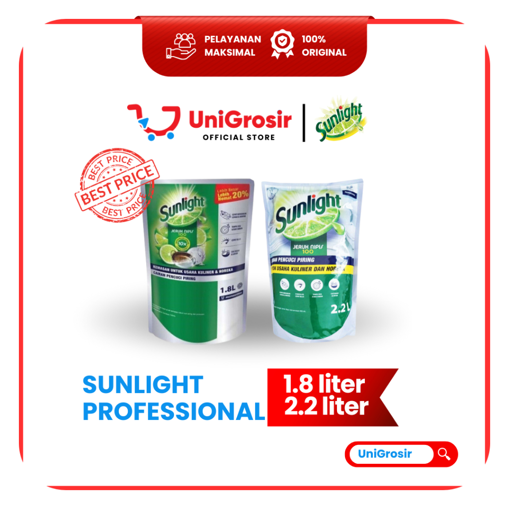 [UniGrosir] SUNLIGHT PROFESSIONAL LIME POUCH 2.2 liter 2 liter 1.8 liter sabun cuci piring jeruk nip